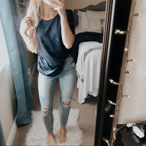 Old Navy Tops - Old Navy Blue Knit Rolled Short Sleeve Tee